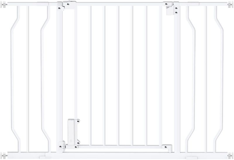 Photo 1 of Ciays Baby Gate 29.5” to 45.3”, 30-in Height Extra Wide Dog Gate for Stairs, Doorways and House, Auto-Close Safety Metal Pet Gate for Dogs with Alarm, Pressure Mounted, White
