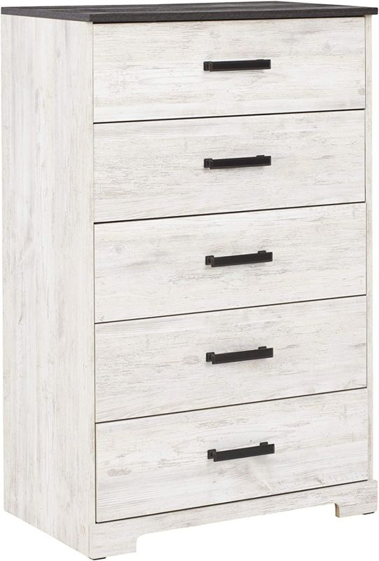 Photo 1 of ***DAMAGED***
Signature Design by Ashley Shawburn Modern Farmhouse 5 Drawer Chest of Drawers, Two-Tone Whitewash
