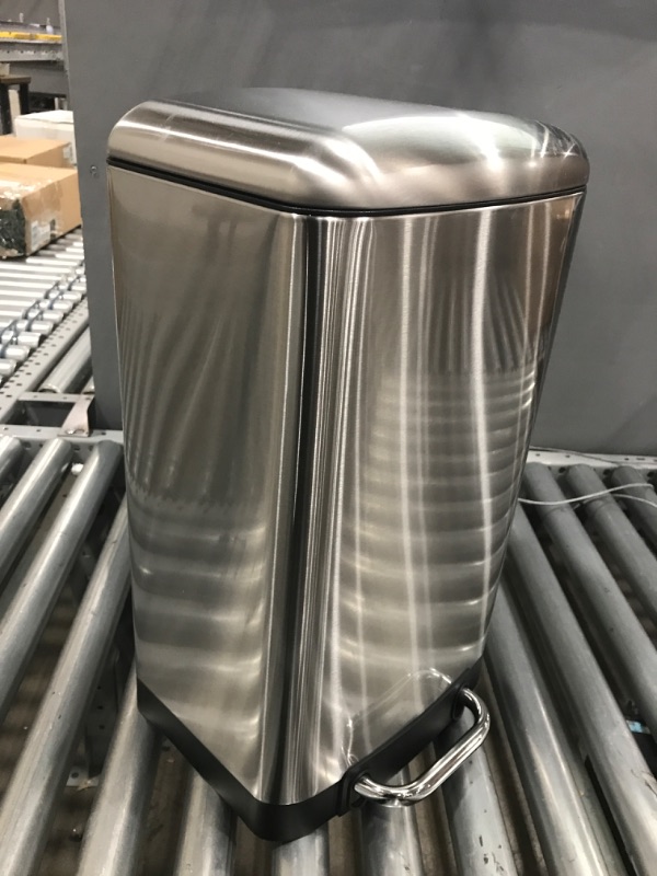 Photo 1 of Amazon Basics 20 Liter / 5.3 Gallon Soft-Close, Smudge Resistant Trash Can with Foot Pedal - Nickel
