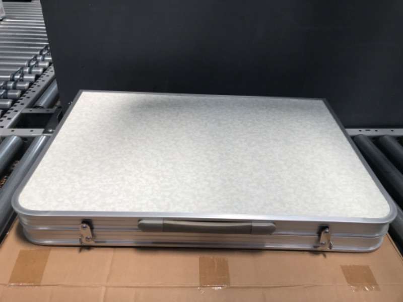 Photo 1 of Trademark Innovations Lightweight Adjustable Portable Folding Aluminum Camp Table with Carry Handle
