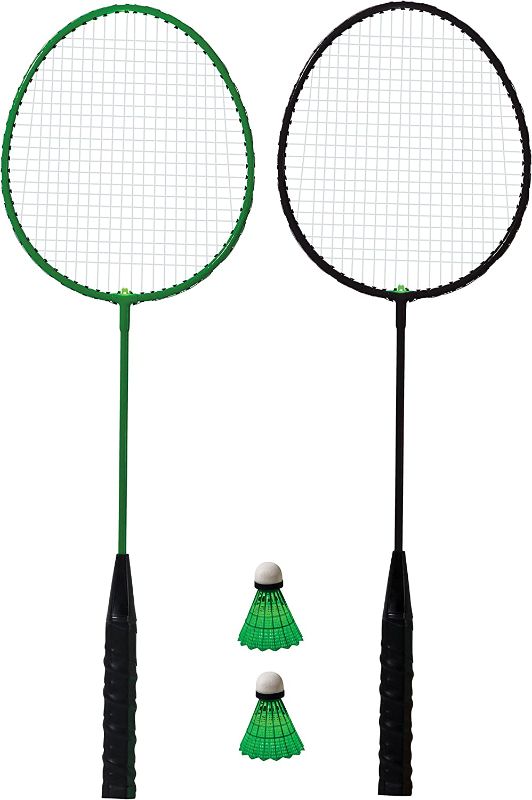 Photo 1 of Franklin Sports Badminton Rackets - Glow in the Dark 2 Player Racket Set - Set of 2 Rackets and 2 Birdies - Adult + Kids Badminton Rackets
