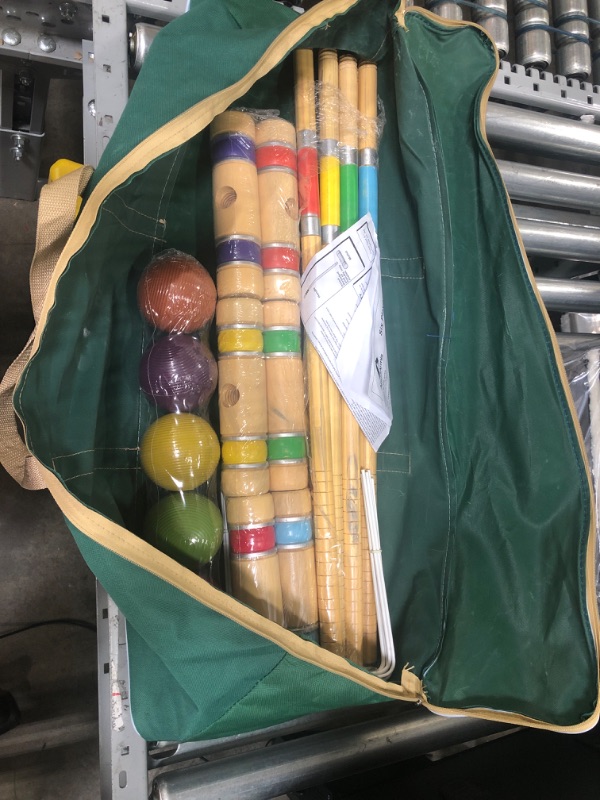 Photo 2 of ApudArmis 35In Six Players Croquet Set with Deluxe Premiun Pine Wooden Mallets,Colored Ball,Wickets,Stakes - Lawn Backyard Game Set for Adults/Teens/Family (Large Carry Bag Including)
