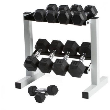 Photo 1 of  *INCOMPLETE(Box 1 of 4)*CAP 150 Lb Rubber Hex Dumbbell Weight Set 5-25 Lb with Rack
