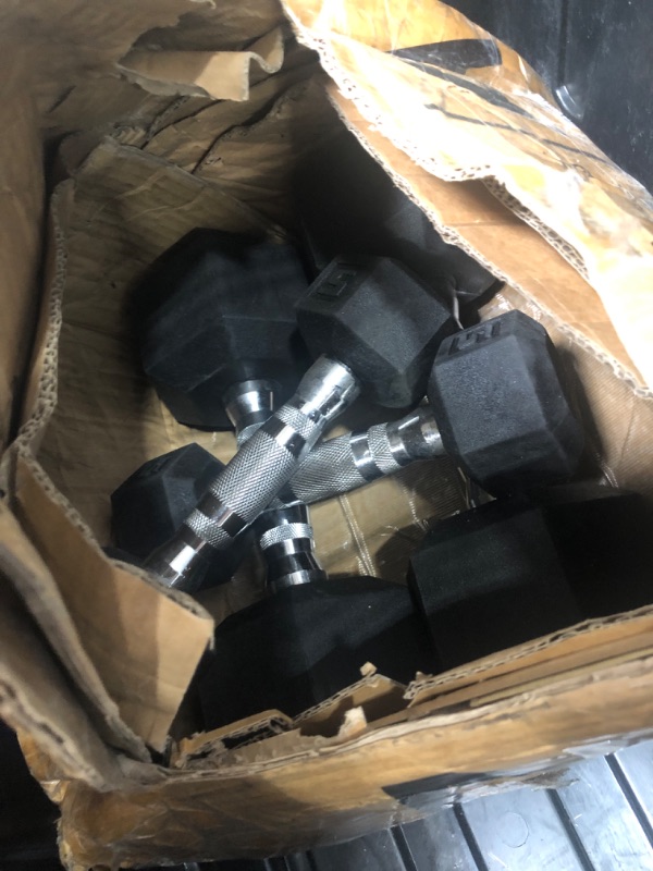 Photo 2 of  *INCOMPLETE(Box 1 of 4)*CAP 150 Lb Rubber Hex Dumbbell Weight Set 5-25 Lb with Rack
