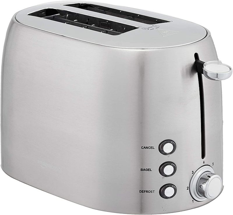 Photo 1 of Amazon Basics 2-Slot Toaster, Brushed Silver
