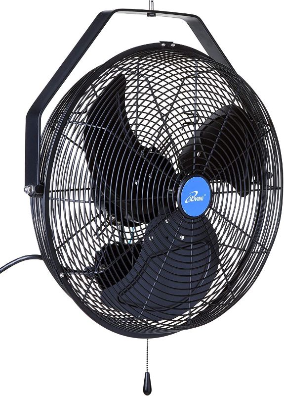Photo 1 of 
iLIVING Wall Mounted Variable Speed Indoor/Outdoor Weatherproof Fan, Industrial grade for Patio, Greenhouse, Garage, Workshop, and Loading Dock, Black