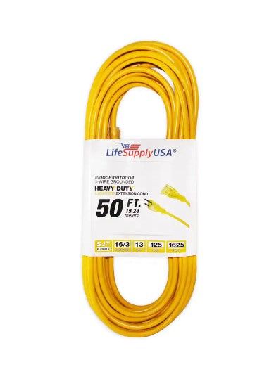 Photo 1 of 50 ft. 16/3 SJT 13 Amp 125-Volt 1625-Watt Lighted End Indoor/Outdoor Heavy-Duty Extension Cord
