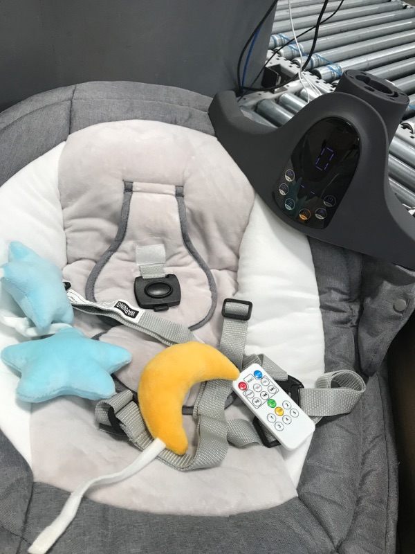 Photo 2 of Baby Swings for Infants, 5 Speed Bluetooth Baby Bouncer with 3 Seat Positions & Built-in 12 Music & 3 Timer Settings & 5-Point Harness & Remote Control, Touch Screen Chair for 5-20 lb, 0-9 Months
