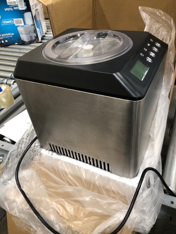 Photo 3 of ***PARTS ONLY*** ICM-201SB 13" Countertop Upright Ice Cream Maker with Stainless Steel Bowl 2.1 Quarts Capacity and LCD Timer Control in Stainless
