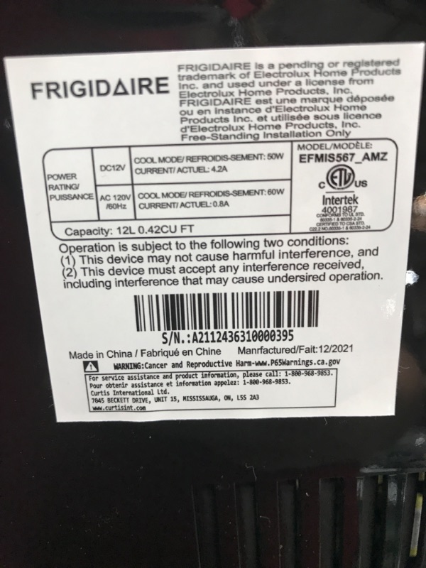 Photo 3 of FRIGIDAIRE EFMIS567_AMZ 18 Can OR 4 Wine Bottle Retro Beverage Fridge, Temperature Control, Thermoelectric, FreonFree, Stainless
