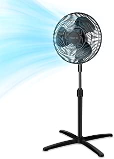 Photo 1 of PELONIS Fan Portable 16 Inch Pedestal Fan| 3-Speed| 90° Oscillation| Adjustable Height| Standing Floor Fan for living room, bedroom, kitchen, and home office| Black, PFS40M2ABB
