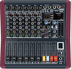 Photo 1 of 6-Channel Professional Mono Audio Mixer, Phenyx Pro Sound Board w/ 3-Band EQ, Build-in 99 DSP Effects, BT Function, USB Interface Recording, Ideal For Studio, Stage, Karaoke (PTX-20)
