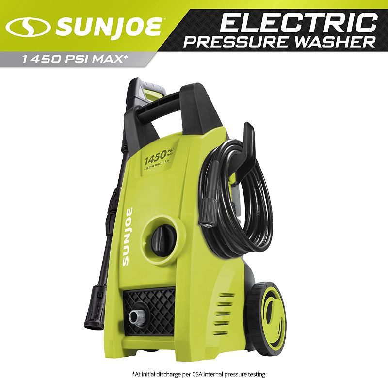 Photo 1 of Sun Joe SPX1000 1450 PSI 1.45 GPM 11.5-Amp Electric Pressure Washer, Green
