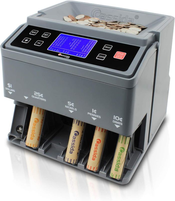 Photo 1 of Cassida C300 Professional USD Coin Counter, Sorter and Wrapper/Roller | 35% Faster Wrapping Coins with Quickload Technology | 300 Coins/Minute | Printing-Compatible | Includes 5 Wrapper Sets
