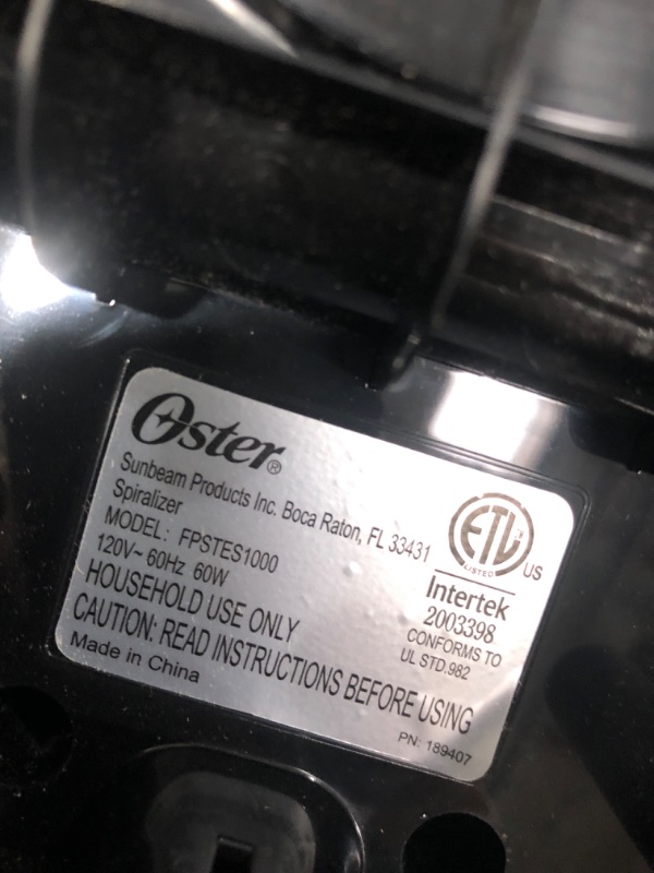 Photo 3 of Oster Black Electric Spiralizer, 1
