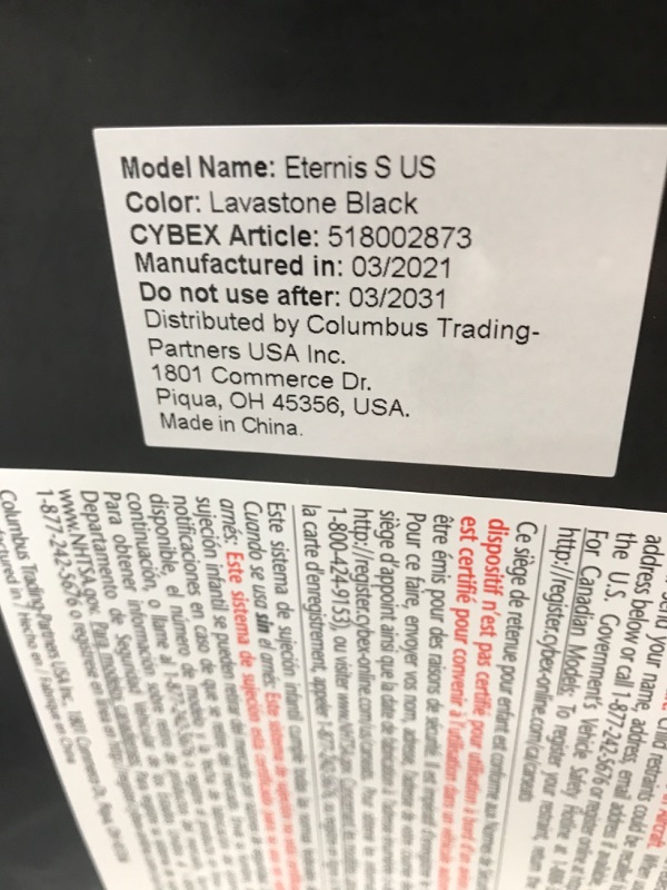 Photo 5 of Cybex Eternis S, All-in-One Convertible Car Seat, Use from Birth to 120 lbs, Reclining 12-Position Height-Adjustable Headrest, Side Impact Protection, Lavastone Black
