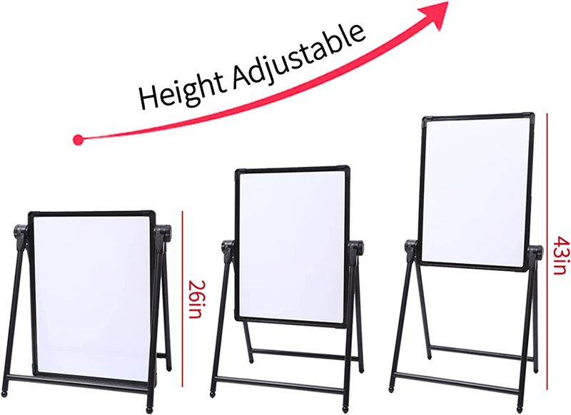 Photo 1 of Kids Art Easel Double Sided Whiteboard & Chalkboard 26inch-43inch Height Adjustable & 360°Rotating Easel Stand with Bonus Magnetic Letters and Numbers (Black)