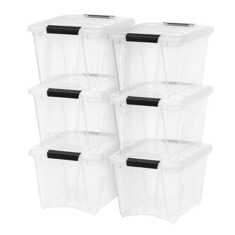 Photo 1 of **LID HAS CRACK**

IRIS Stack & Pull 19 Qt, Latch Lid Storage Tote, Clear, 6 Pack (588250) | Quill