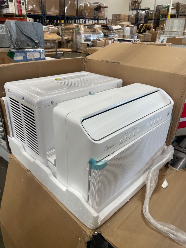 Photo 1 of Midea 8,000 BTU U-Shaped Smart Inverter Window Air Conditioner–Cools up to 350 Sq. Ft., Ultra Quiet with Open Window Flexibility, Works with Alexa/Google Assistant, 35% Energy Savings, Remote Control
