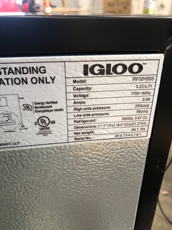 Photo 4 of IGLOO 3.2 Cu. Ft. Beverage Dispensing Top Freezer Refrigerator in Stainless Steel, Silver
