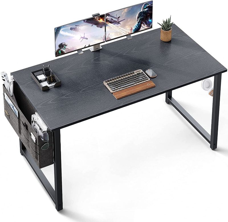 Photo 1 of ODK Computer Writing Desk 47 inch, Sturdy Home Office Table, Work Desk with A Storage Bag and Headphone Hook, Espresso Gray
