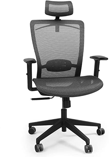 Photo 1 of FlexiSpot OC3B Ergonomic Executive Mesh Office Chair Swivel Height Adjustable Seat Headrest Armrest Lumbar Support Caster Wheels Task Chair Black Mesh Seat Computer Office Desk Chair
