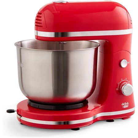 Photo 1 of Delish by DASH Compact Stand Mixer 3.5 Quart with Beaters & Dough Hooks Included - Red (DCSM350GBRD02)
