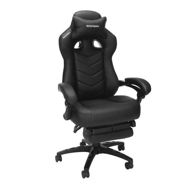 Photo 1 of RESPAWN 110 Pro Racing Style Gaming Chair, Reclining Ergonomic Chair with Built-in Footrest, in Black (RSP-110V2-BLK)
