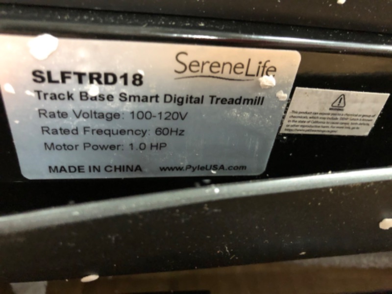Photo 1 of **PARTS ONLY**

 SereneLife SLFTRD18 - Smart Folding Compact Treadmill with Downloadable App & Bluetooth connectivity