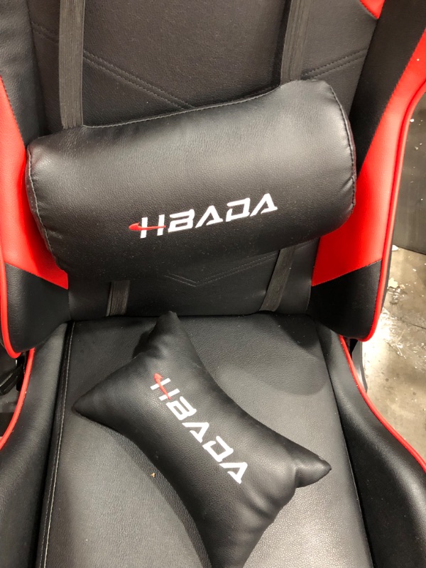 Photo 6 of Hbada Gaming Chair Ergonomic Racing Chair High-Back Computer Chair with Height Adjustment Headrest and Lumbar Support E-Sports Swivel Chair, Red and Black
