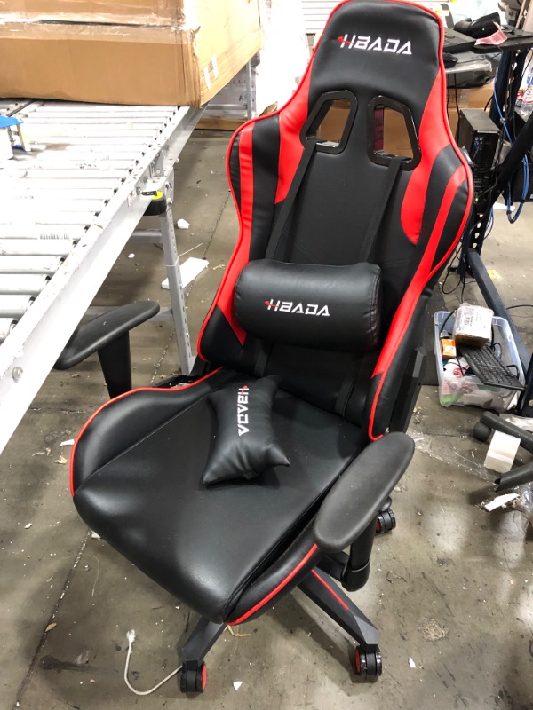 Photo 3 of Hbada Gaming Chair Ergonomic Racing Chair High-Back Computer Chair with Height Adjustment Headrest and Lumbar Support E-Sports Swivel Chair, Red and Black
