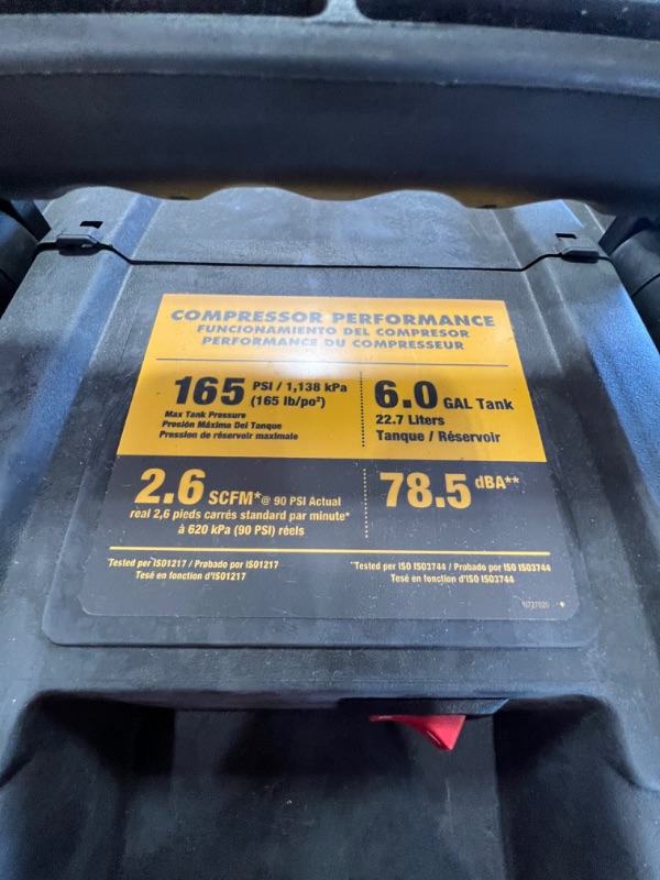 Photo 2 of DEWALT Pancake Air Compressor, 6 Gallon, 165 PSI (DWFP55126)
