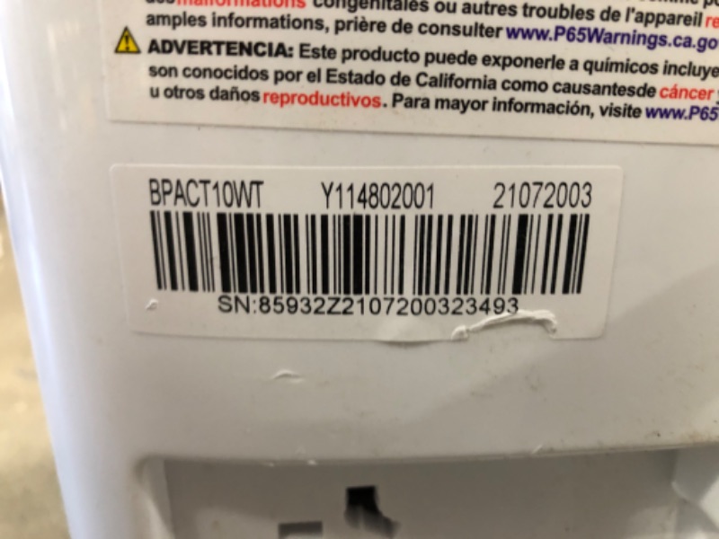 Photo 1 of TESTED POWERS ON*
BLACK+DECKER 10,000 BTU Portable Air Conditioner with Remote Control, White
