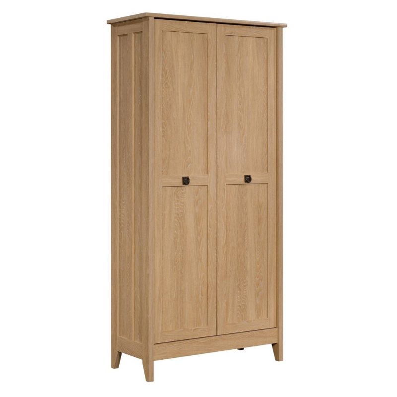 Photo 1 of *INCOMPLETE BOX 1 OF 2* Sauder August Hill Tall Double Door Storage Cabinet Dover Oak Finish
