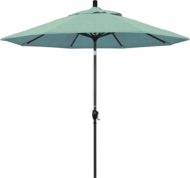 Photo 1 of *NONFUNCTIONAL* California Umbrella 9' Round Aluminum Market Umbrella, Crank Lift, Push Button Tilt, Black Pole, Sunbrella Spa
