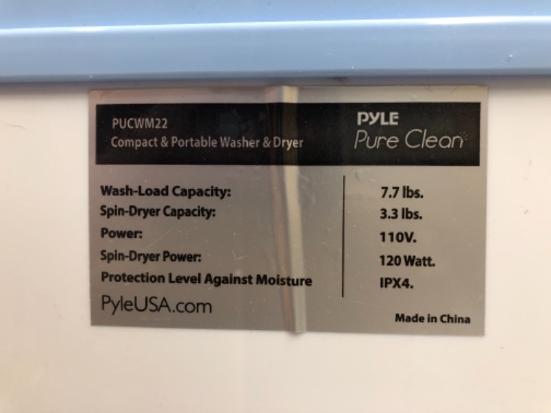 Photo 5 of USED: Pyle XPB20-288S PYRPUCWM22 Compact & Portable Washer & Dryer, 0, White 22.2 x 13.9 x 23.6 inches

 