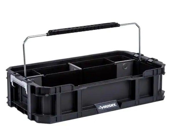 Photo 1 of 4 PACK: Husky
Black 5-Compartment Connect System Tool Caddy Small Parts Organizer 18.5L x 9.75W x 5.25H / Outside; 22L x 11.89W x 5.47H