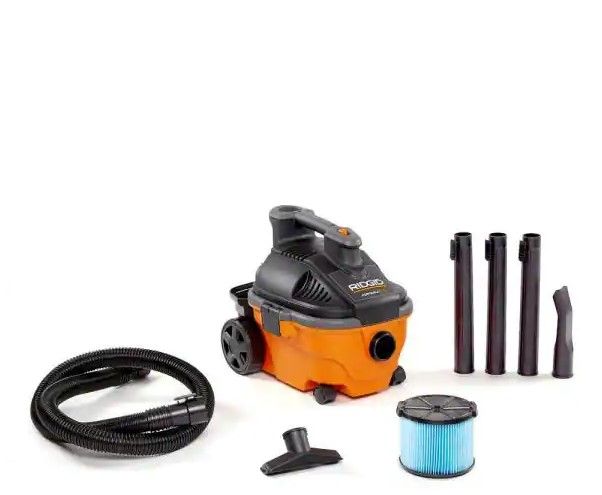 Photo 1 of **MISSING COMPONENT**
RIDGID 4 Gallon 5.0-Peak HP Portable Wet/Dry Shop Vacuum with Fine Dust Filter, Hose and Accessories