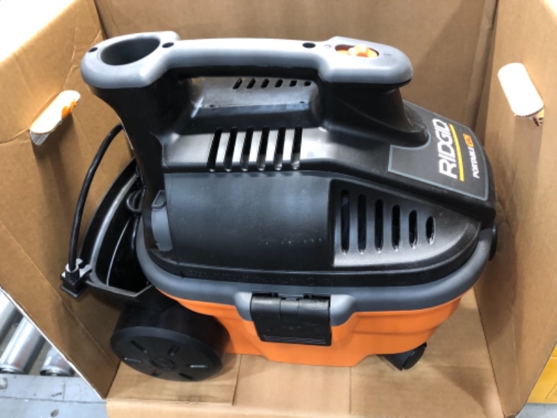 Photo 2 of **MISSING COMPONENT**
RIDGID 4 Gallon 5.0-Peak HP Portable Wet/Dry Shop Vacuum with Fine Dust Filter, Hose and Accessories