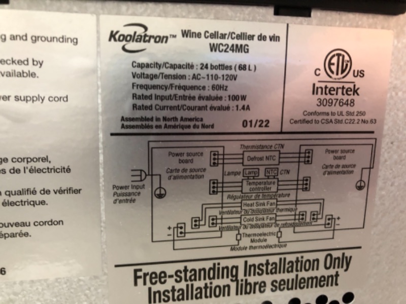Photo 4 of USED: Koolatron 24 Bottle Dual Zone Wine Cooler, Black Thermoelectric Wine Fridge, 2.4 cu. ft (68L), Freestanding Wine Cellar, Red, White, Sparkling Wine Storage for Home Bar, Kitchen, Apartment, Condo 20.75"D x 17.75"W x 29.5"H

