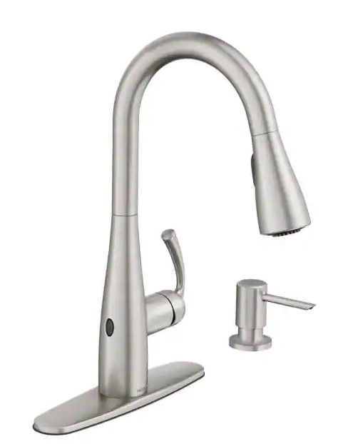 Photo 1 of *MISSING COMPONENTS*  MOEN
Essie Touchless 1-Handle Pull-Down Sprayer Kitchen Faucet with MotionSense Wave and Power Clean in Spot Resist Stainless