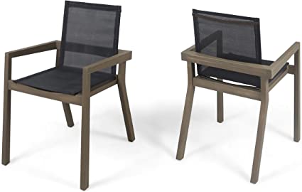 Photo 1 of *Damaged*
Great Deal Furniture Jimmy Outdoor Acacia Wood and Mesh Dining Chairs (Set of 2), Gray
