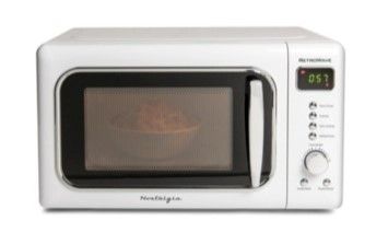 Photo 1 of ***Parts Only***Nostalgia CLMO7WH Classic Retro 700-Watt Microwave
*Damage*