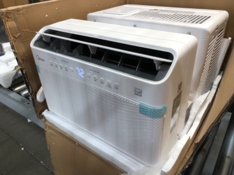 Photo 4 of Midea 8,000 BTU U-Shaped Smart Inverter Window Air Conditioner–Cools up to 350 Sq. Ft., Ultra Quiet with Open Window Flexibility, Works with Alexa/Google Assistant, 35% Energy Savings, Remote Control 19.17 x 21.97 x 13.46 inches

