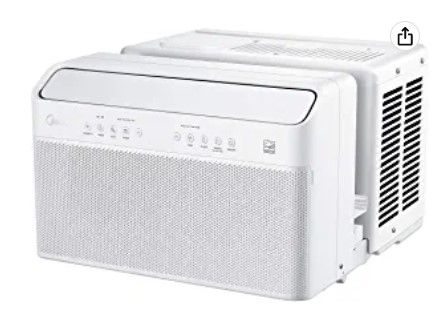 Photo 1 of Midea 12,000 BTU U-Shaped Smart Inverter Window Air Conditioner–Cools up to 550 Sq. Ft., Ultra Quiet with Open Window Flexibility, Works with Alexa/Google Assistant, 35% Energy Savings, Remote Control 19.17 x 21.97 x 13.46 inches

