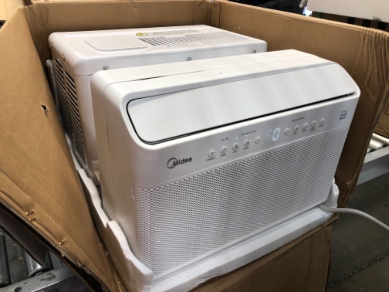 Photo 2 of Midea 12,000 BTU U-Shaped Smart Inverter Window Air Conditioner–Cools up to 550 Sq. Ft., Ultra Quiet with Open Window Flexibility, Works with Alexa/Google Assistant, 35% Energy Savings, Remote Control 19.17 x 21.97 x 13.46 inches

