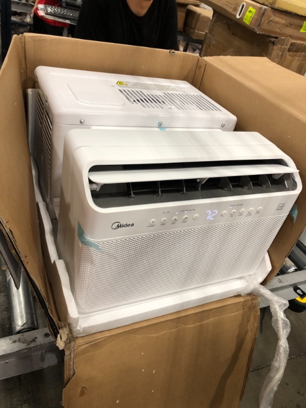 Photo 2 of Midea 8,000 BTU U-Shaped Smart Inverter Window Air Conditioner–Cools up to 350 Sq. Ft., Ultra Quiet with Open Window Flexibility, Works with Alexa/Google Assistant, 35% Energy Savings, Remote Control 19.17 x 21.97 x 13.46 inches

