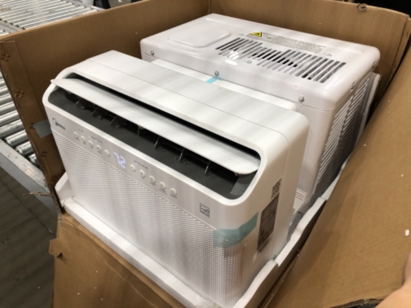 Photo 4 of Midea 8,000 BTU U-Shaped Smart Inverter Window Air Conditioner–Cools up to 350 Sq. Ft., Ultra Quiet with Open Window Flexibility, Works with Alexa/Google Assistant, 35% Energy Savings, Remote Control 19.17 x 21.97 x 13.46 inches

