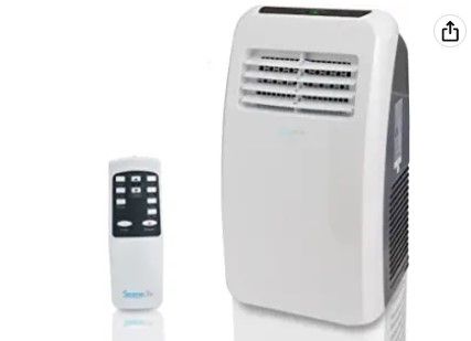 Photo 1 of DAMAGED: SereneLife SLPAC8 Portable Air Conditioner Compact Home AC Cooling Unit with Built-in Dehumidifier & Fan Modes, Quiet Operation, Includes Window Mount Kit, 8,000 BTU, White 13.8 x 14.6 x 27.2 inches

