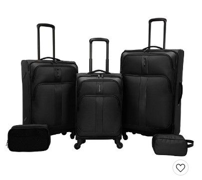 Photo 1 of Skyline Softside Checked Spinner 5pc Luggage Set - Black

